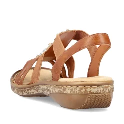 Outlet Women'S Strappy Sandals Caramel Brown Ladies Sandals & Sandals