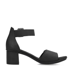 Clearance Women'S Strappy Sandals Jet Black Ladies Heeled Shoes