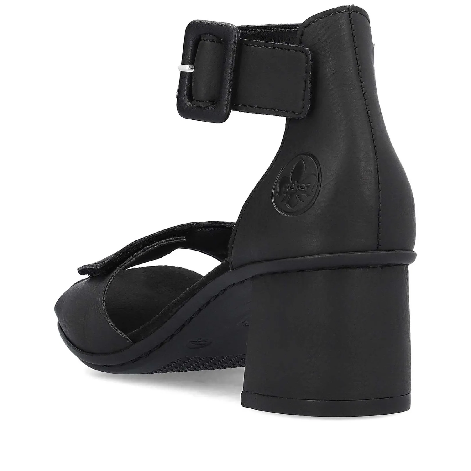 Clearance Women'S Strappy Sandals Jet Black Ladies Heeled Shoes