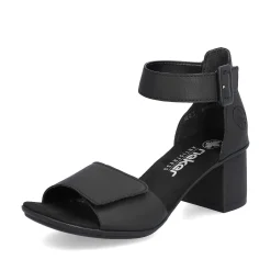 Clearance Women'S Strappy Sandals Jet Black Ladies Heeled Shoes