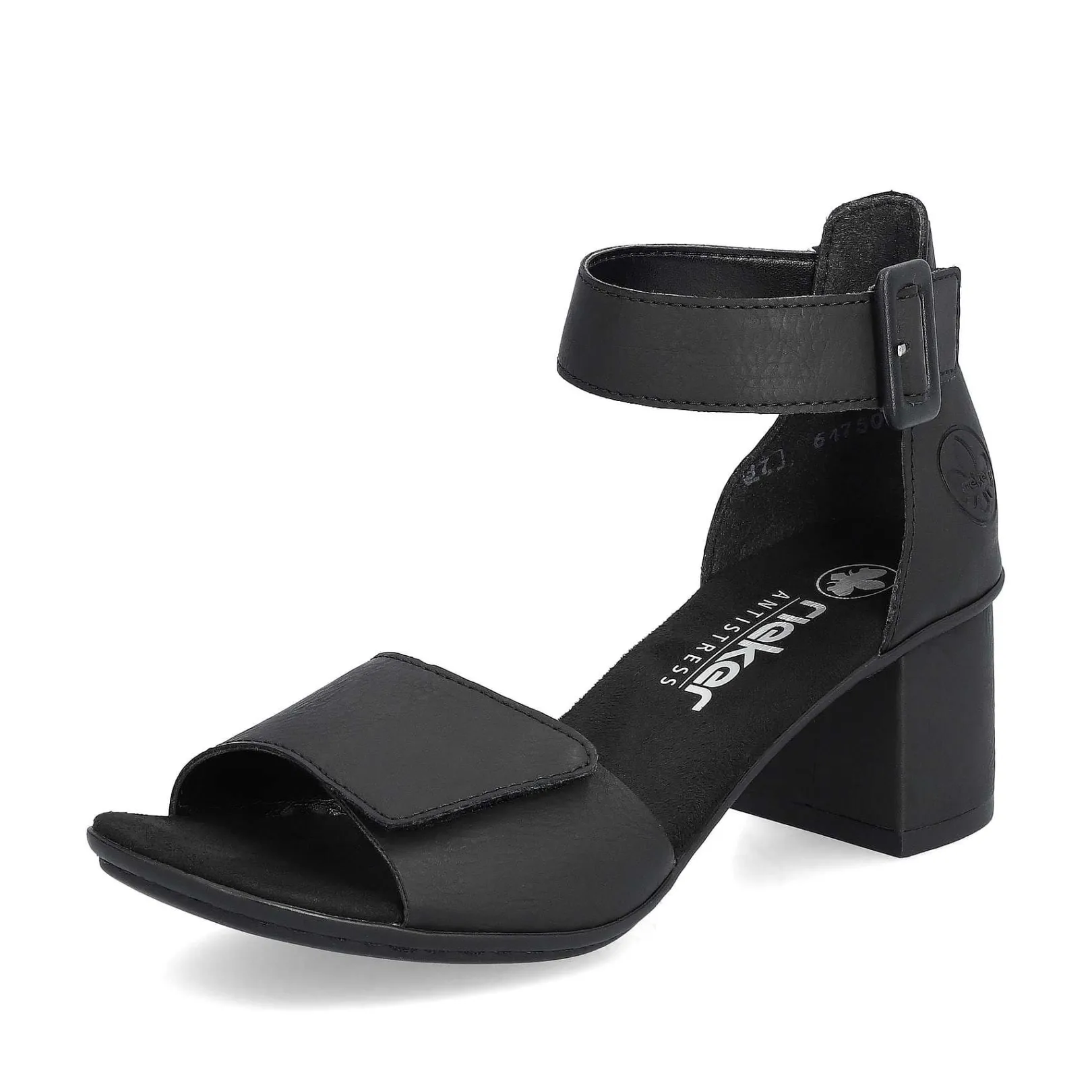 Clearance Women'S Strappy Sandals Jet Black Ladies Heeled Shoes