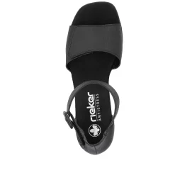 Clearance Women'S Strappy Sandals Jet Black Ladies Heeled Shoes