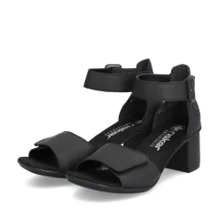Clearance Women'S Strappy Sandals Jet Black Ladies Heeled Shoes