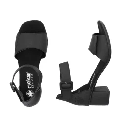 Clearance Women'S Strappy Sandals Jet Black Ladies Heeled Shoes