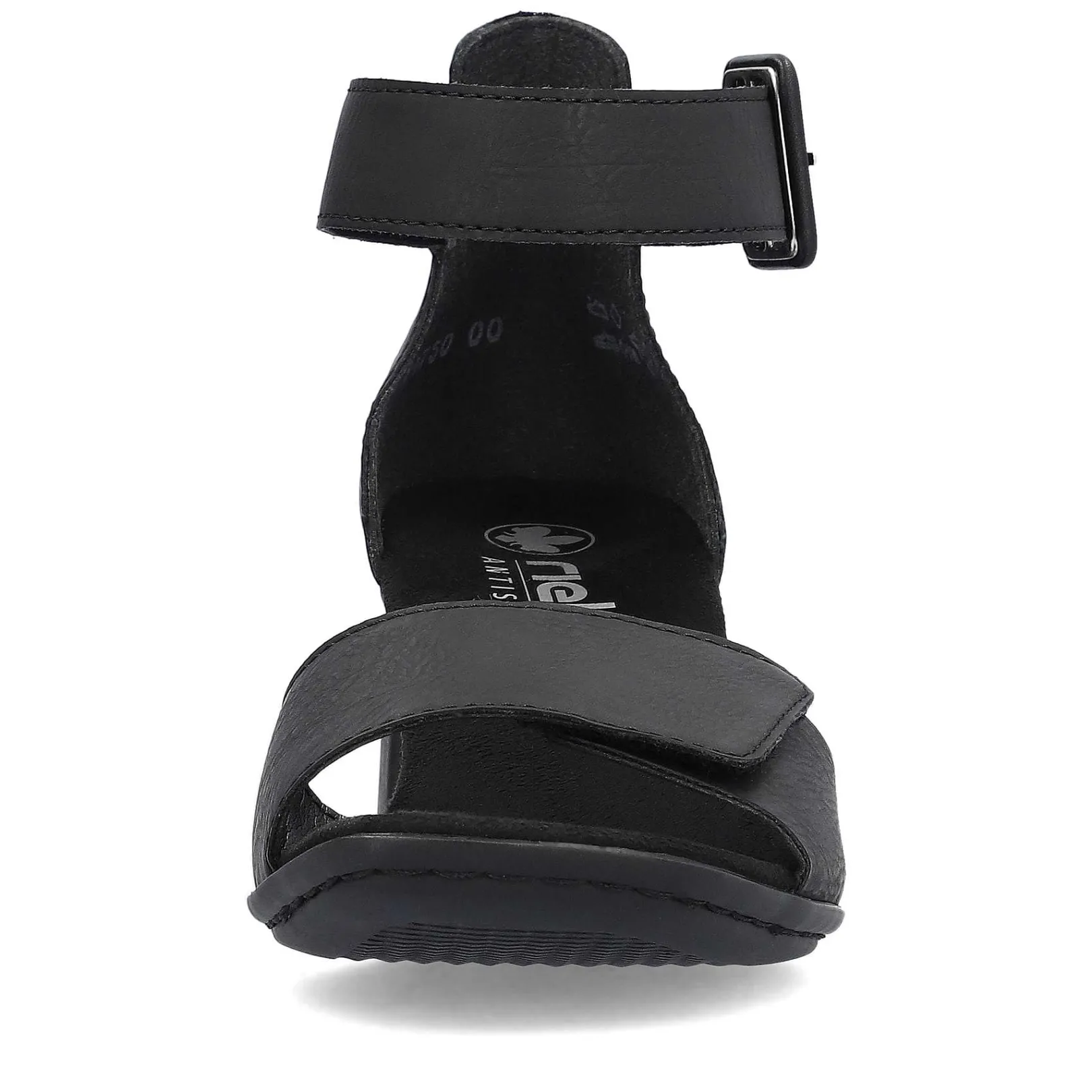Clearance Women'S Strappy Sandals Jet Black Ladies Heeled Shoes