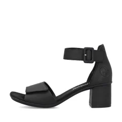 Clearance Women'S Strappy Sandals Jet Black Ladies Heeled Shoes