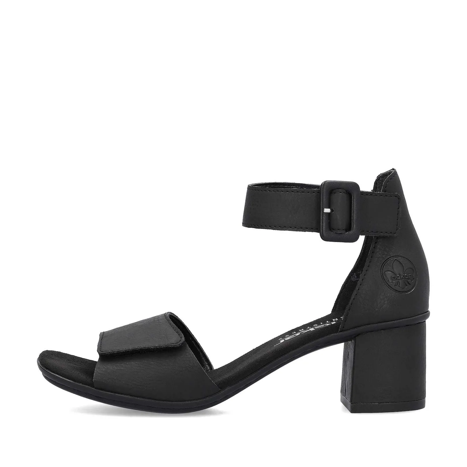 Clearance Women'S Strappy Sandals Jet Black Ladies Heeled Shoes