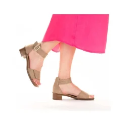 Sale Women'S Strappy Sandals Beige Ladies Heeled Shoes