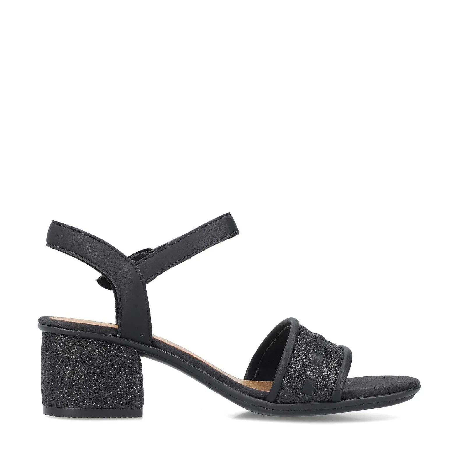 Sale Women'S Strappy Sandals Asphalt Black Ladies Heeled Shoes