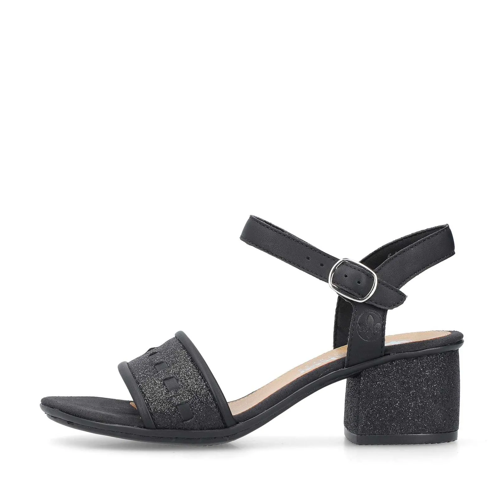 Sale Women'S Strappy Sandals Asphalt Black Ladies Heeled Shoes