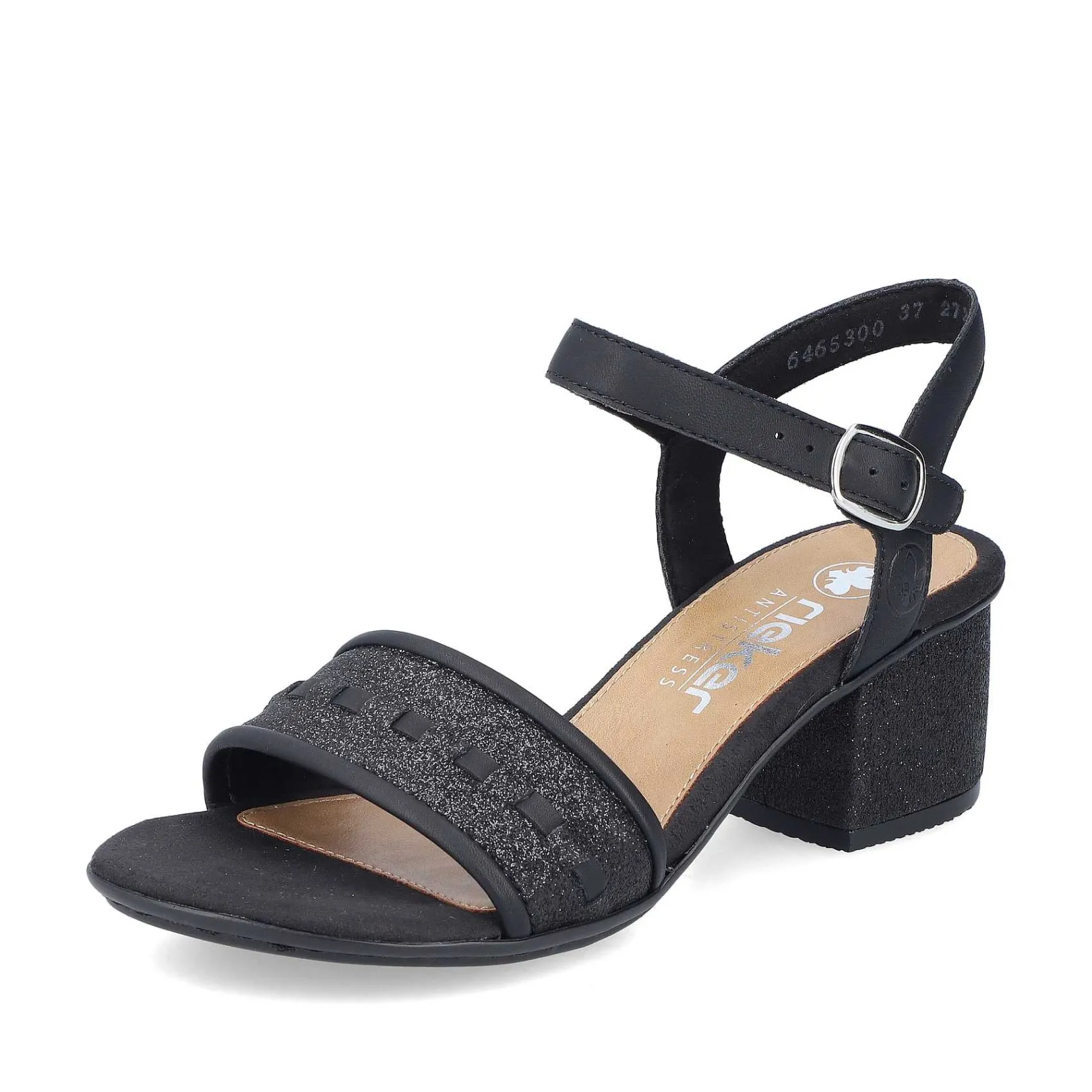 Sale Women'S Strappy Sandals Asphalt Black Ladies Heeled Shoes