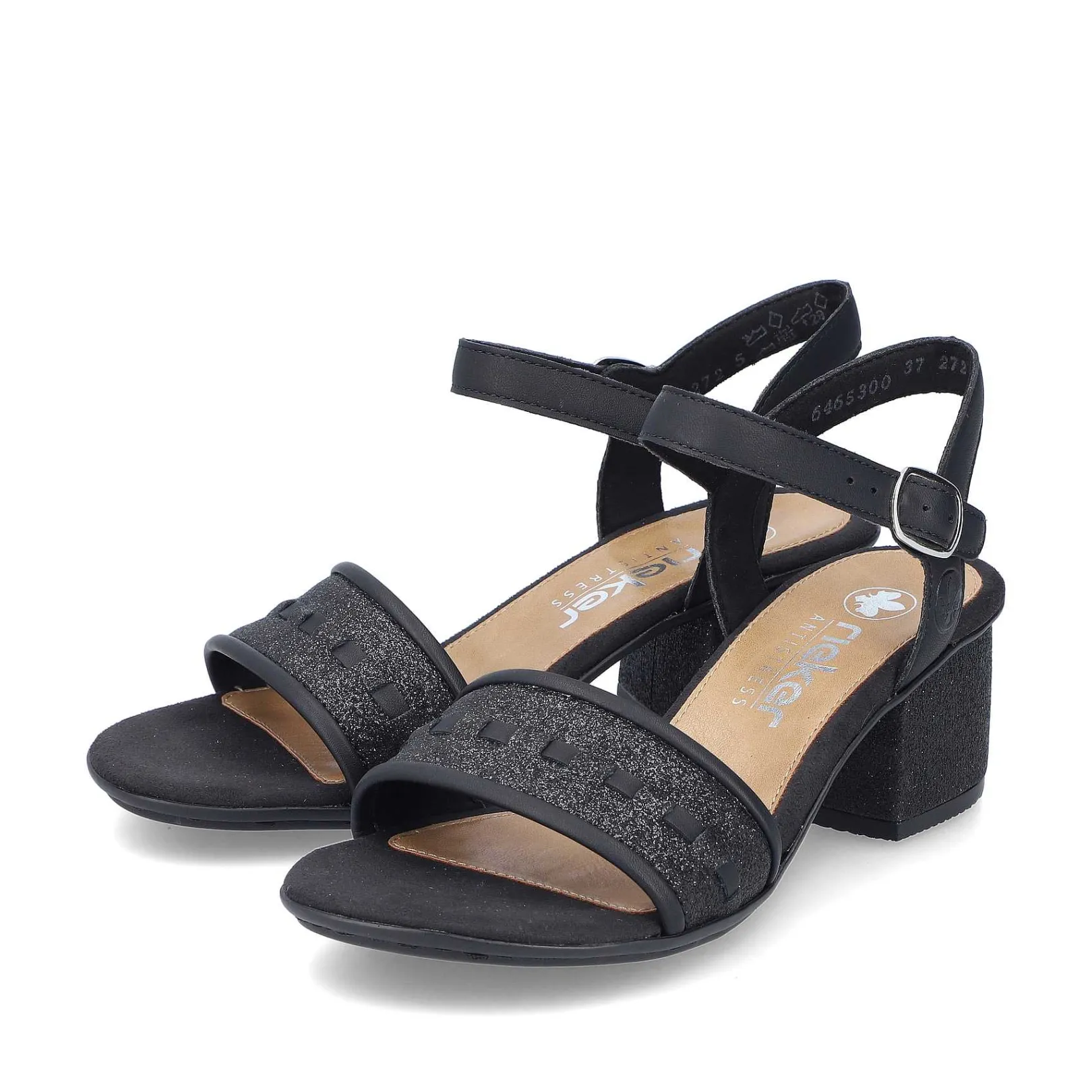 Sale Women'S Strappy Sandals Asphalt Black Ladies Heeled Shoes
