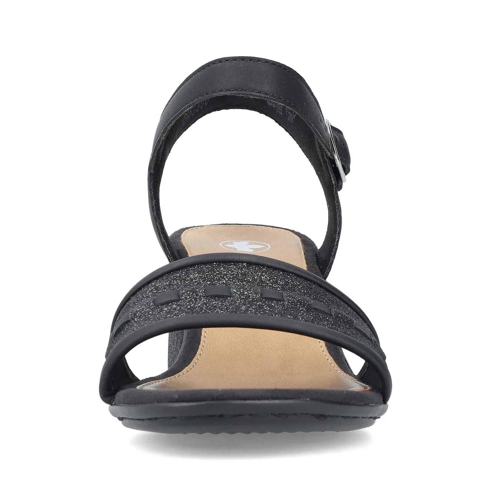 Sale Women'S Strappy Sandals Asphalt Black Ladies Heeled Shoes