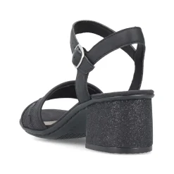 Sale Women'S Strappy Sandals Asphalt Black Ladies Heeled Shoes