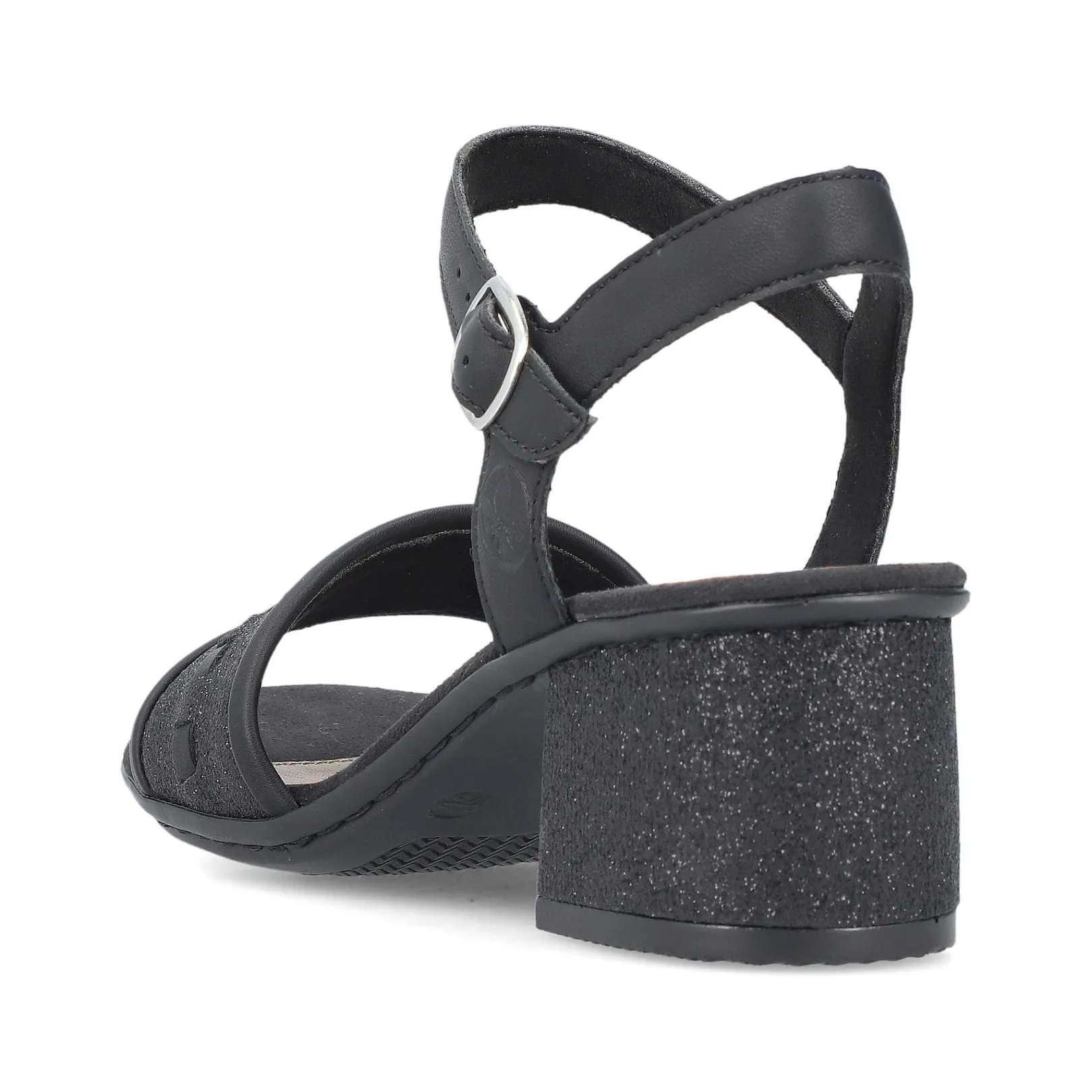 Sale Women'S Strappy Sandals Asphalt Black Ladies Heeled Shoes