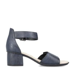 Women'S Strappy Sandals Navy Blue Ladies Heeled Shoes