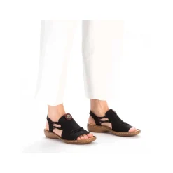 Outlet Women'S Strappy Sandals Asphalt Black Ladies Sandals & Sandals