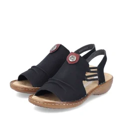 Outlet Women'S Strappy Sandals Asphalt Black Ladies Sandals & Sandals