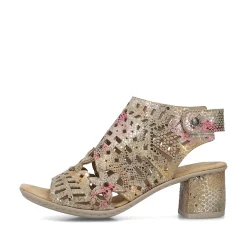 Discount Women'S Strappy Sandals Bronze Metallic Ladies Heeled Shoes