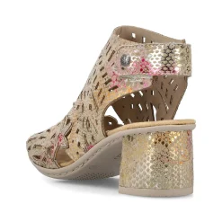 Discount Women'S Strappy Sandals Bronze Metallic Ladies Heeled Shoes
