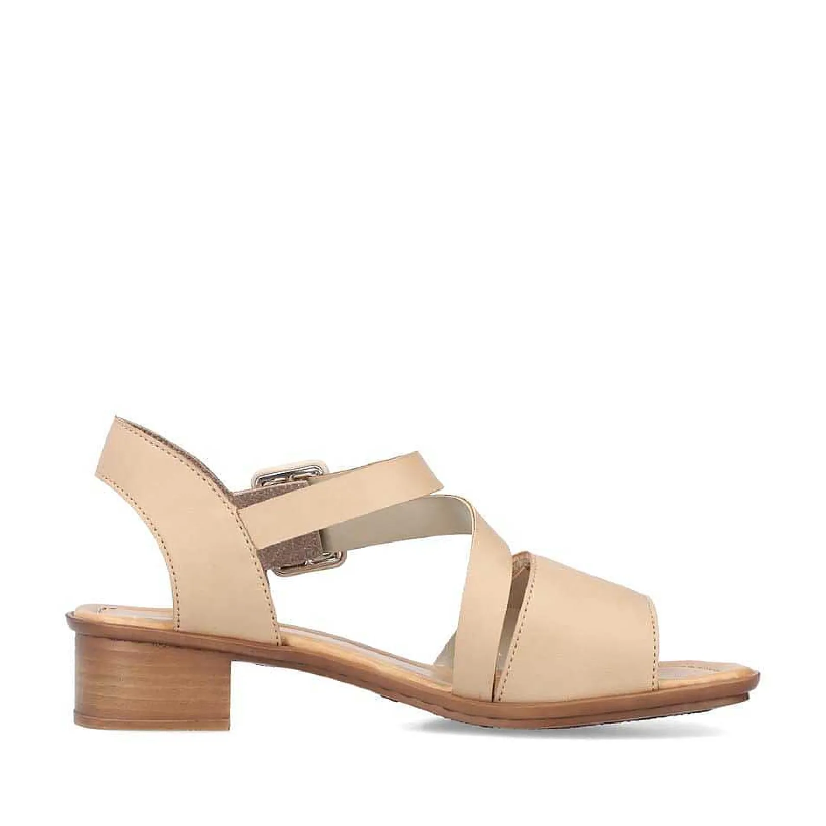 New Women'S Strappy Sandals Beige Ladies Heeled Shoes