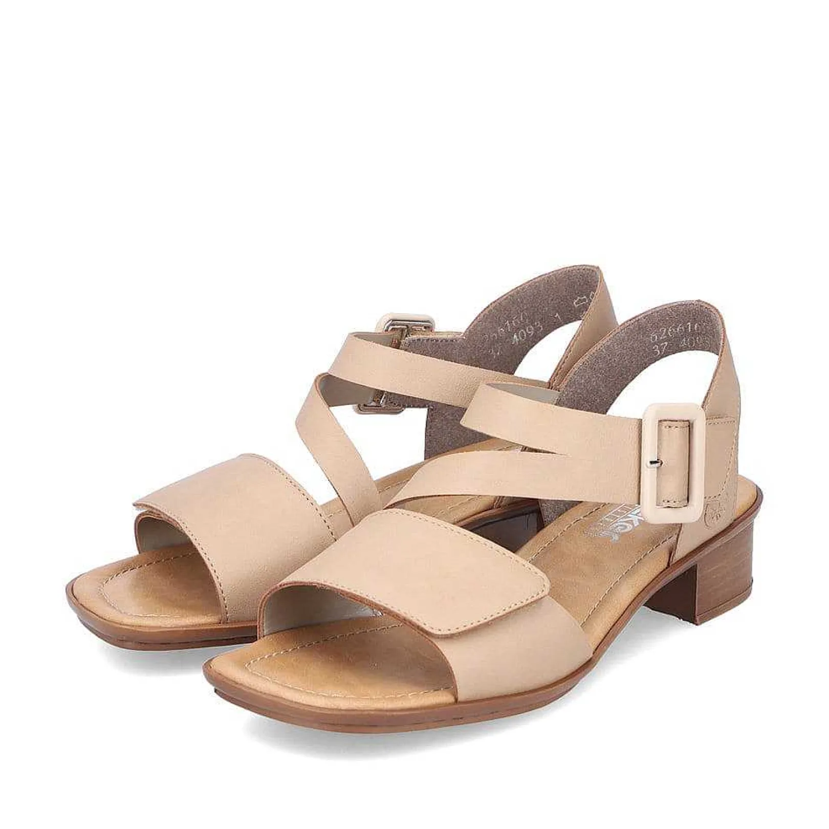New Women'S Strappy Sandals Beige Ladies Heeled Shoes