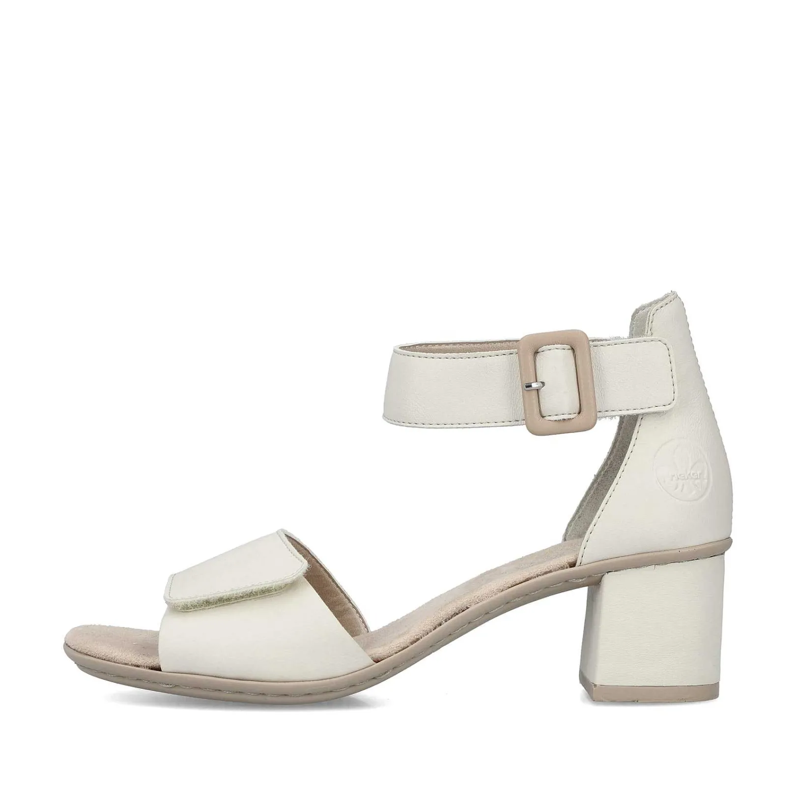 Hot Women'S Strappy Sandals Light Beige Ladies Heeled Shoes