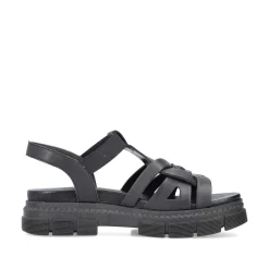 Online Women'S Strappy Sandals Asphalt Black Ladies Vegan
