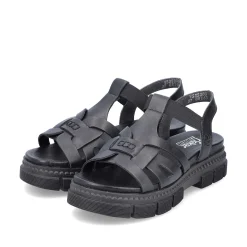 Online Women'S Strappy Sandals Asphalt Black Ladies Vegan