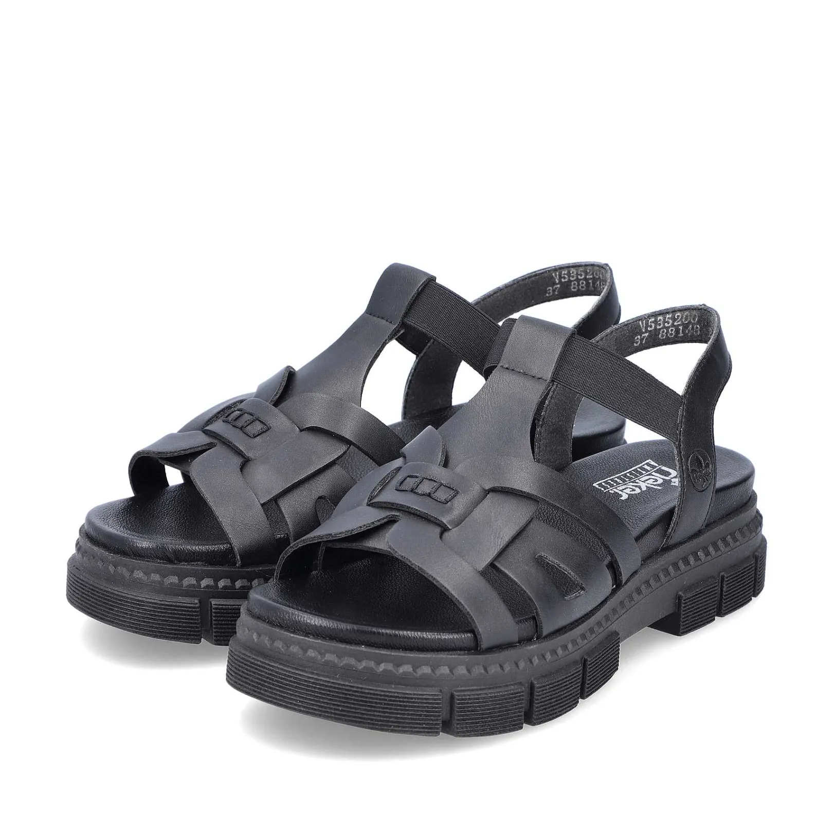Online Women'S Strappy Sandals Asphalt Black Ladies Vegan
