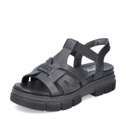 Online Women'S Strappy Sandals Asphalt Black Ladies Vegan