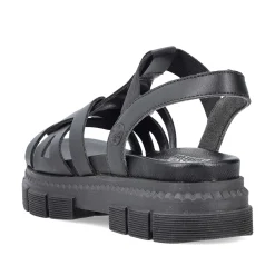Online Women'S Strappy Sandals Asphalt Black Ladies Vegan