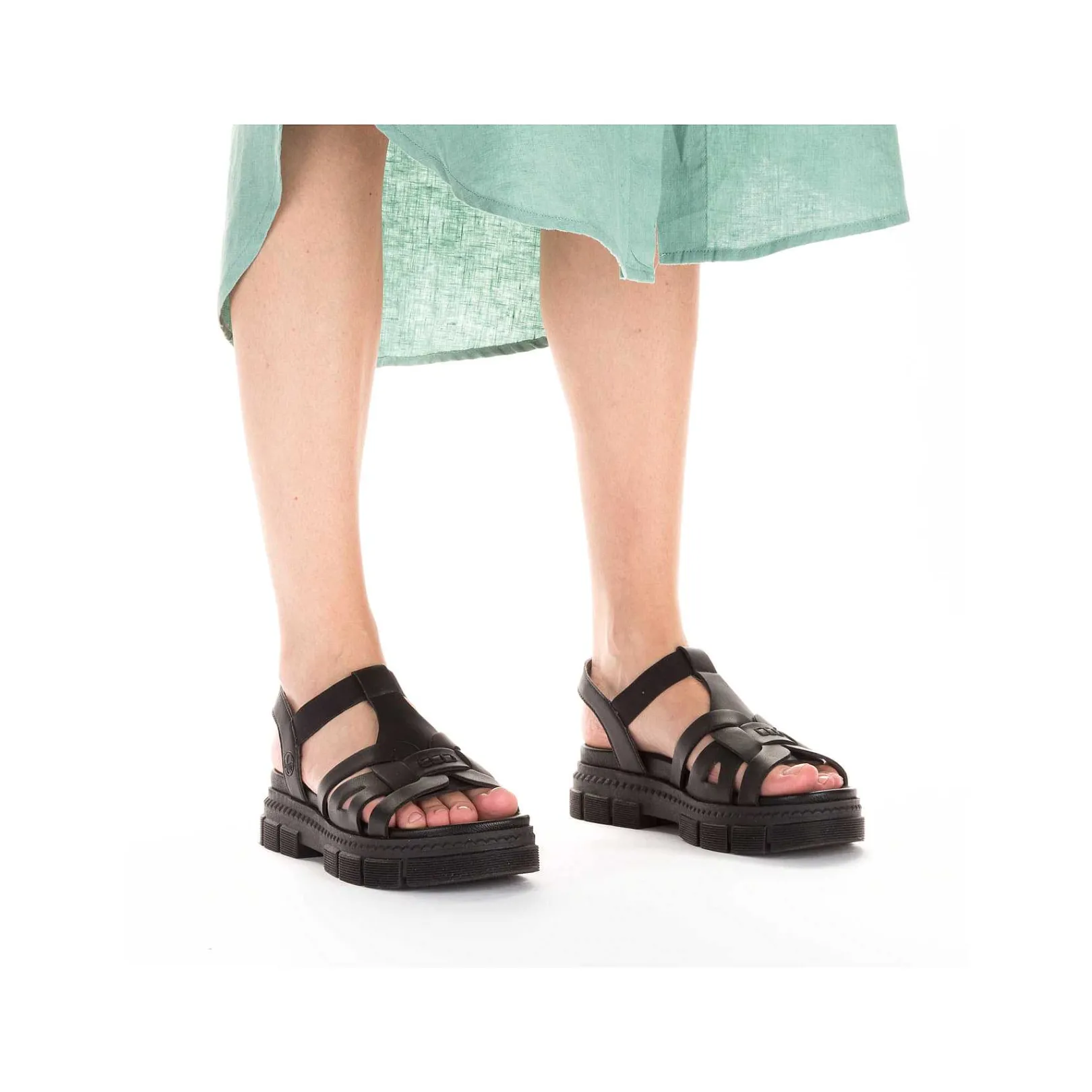 Online Women'S Strappy Sandals Asphalt Black Ladies Vegan