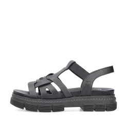 Online Women'S Strappy Sandals Asphalt Black Ladies Vegan