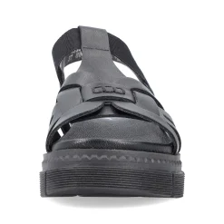 Online Women'S Strappy Sandals Asphalt Black Ladies Vegan