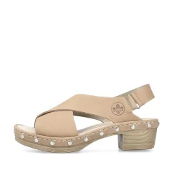 Women'S Strappy Sandals Light Beige Ladies Heeled Shoes