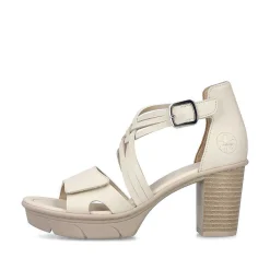 New Women'S Strappy Sandals Cream Beige Ladies Heeled Shoes
