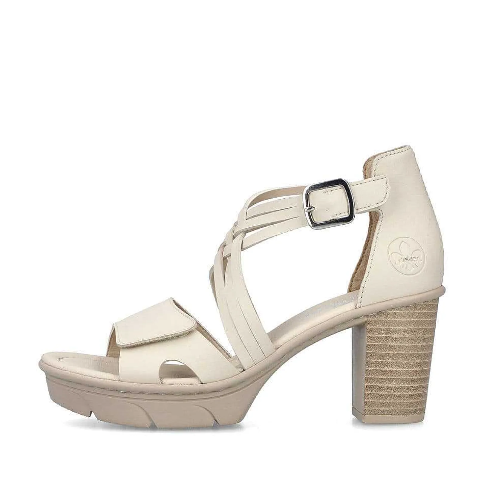 New Women'S Strappy Sandals Cream Beige Ladies Heeled Shoes