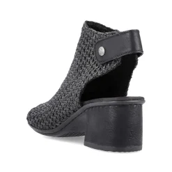 Women'S Strappy Sandals Jet Black Ladies Heeled Shoes