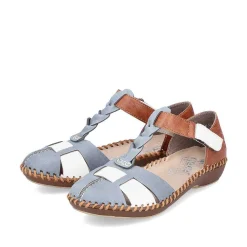 Clearance Women'S Strappy Sandals Sky Blue-Nut Brown Ladies Sandals & Sandals