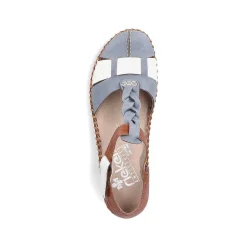 Clearance Women'S Strappy Sandals Sky Blue-Nut Brown Ladies Sandals & Sandals