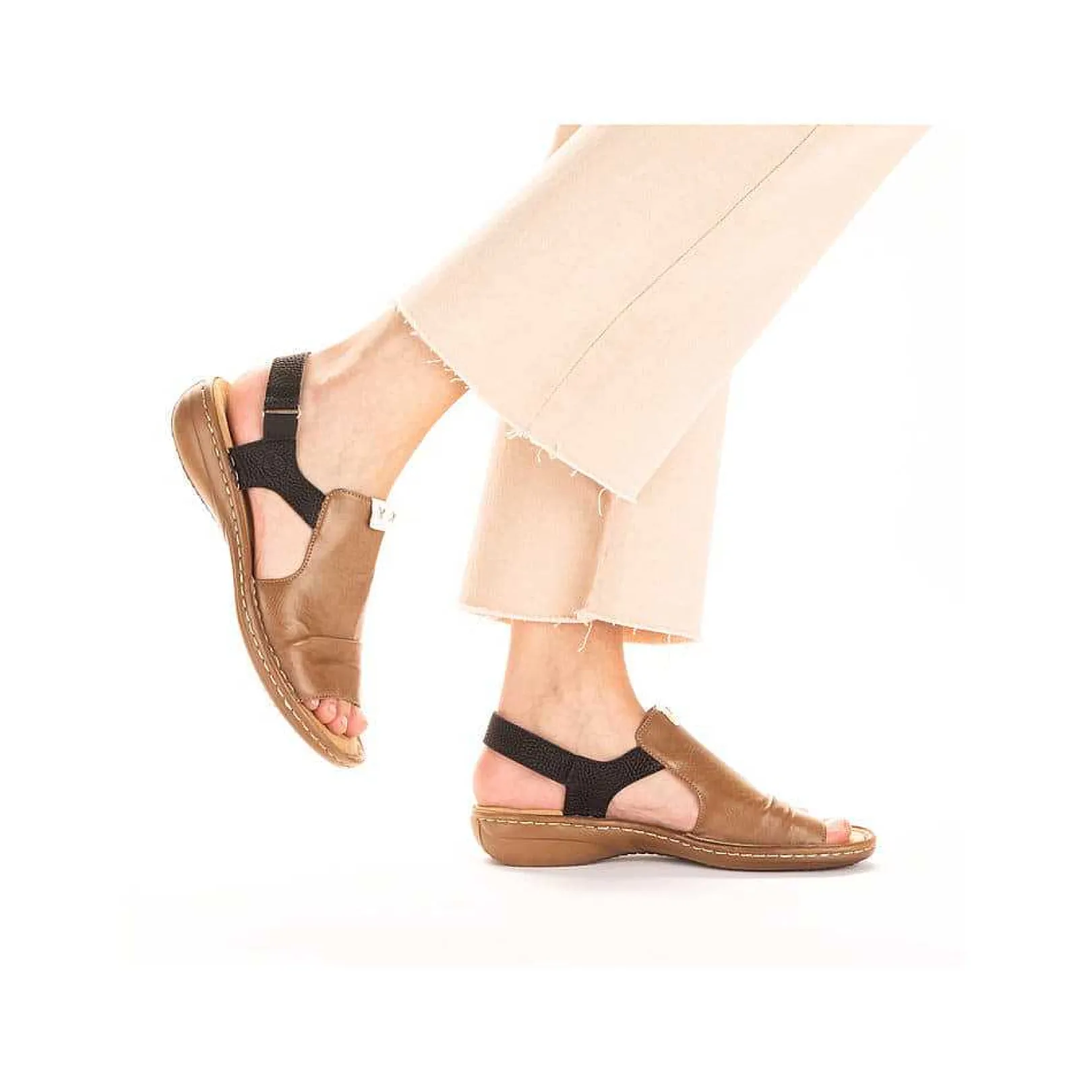 Women'S Strappy Sandals Nut Brown-Deep Black Ladies Sandals & Sandals