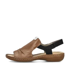 Women'S Strappy Sandals Nut Brown-Deep Black Ladies Sandals & Sandals