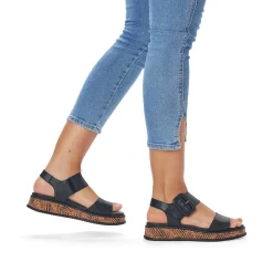 Outlet Women'S Strappy Sandals Midnight Black Ladies Sandals & Sandals