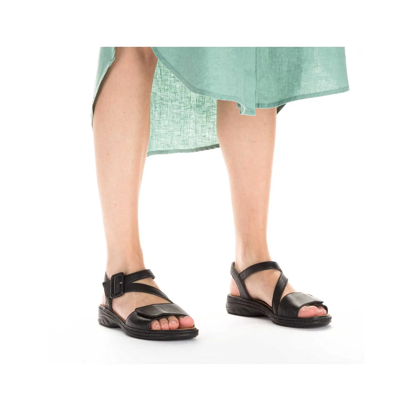 Sale Women'S Strappy Sandals Asphalt Black Ladies Sandals & Sandals