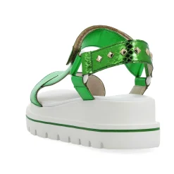 Hot Women'S Strappy Sandals Emerald Green Metallic Ladies Colorful Styles
