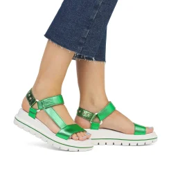 Hot Women'S Strappy Sandals Emerald Green Metallic Ladies Colorful Styles
