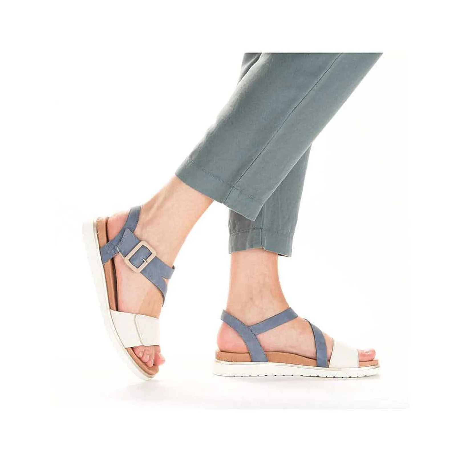 Outlet Women'S Strappy Sandals Pacific Blue-Old White Ladies Sandals & Sandals
