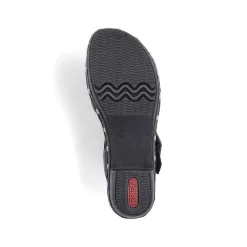 Discount Women'S Strappy Sandals Asphalt Black Ladies Heeled Shoes