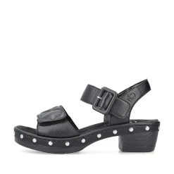 Discount Women'S Strappy Sandals Asphalt Black Ladies Heeled Shoes